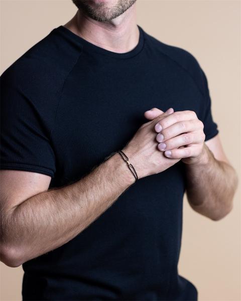 1,5 mm schwarzes Nylonarmband mit vergoldetem Infinity-Zeichen - Infinity Black Gold